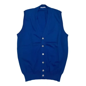 Gioferrari – Cardigan smanicato in cotone filo di Scozia blu AI201.B03