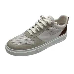 Brecos – EU/42 – Sneaker bassa in pelle bianco e scamosciato ghiaccio