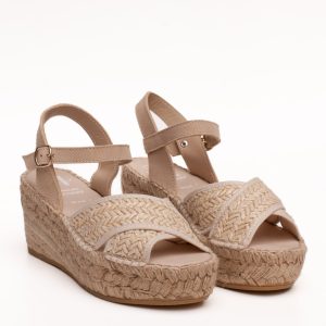 Zeppa beige in corda e rafia