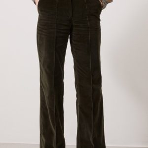 Pantaloni Alina in velluto verde foresta