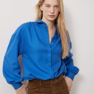 Camicia Luna in lana azzurra