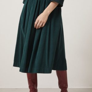 Gonna Zelda in velluto millerighe verde scuro