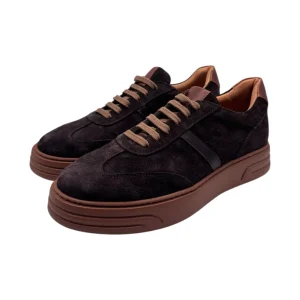 Brecos – Sneakers uomo in pelle scamosciata marrone – 42