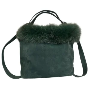 Raphael – Borsa zaino in pelle e pelliccia di volpe verde