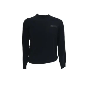 Plein Sport – M – Maglia a girocollo in lana merino blu scuro