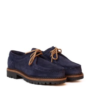 Scarpe Stringate Camoscio Blu Notte con carrarmato