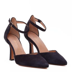 Scarpe Camoscio Blu Tacco Alto Eleganti con Cinturino