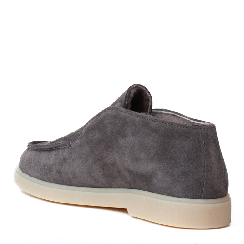 Mocassino Alto Scamosciato Grigio Foderato in Pelliccia - immagine 4