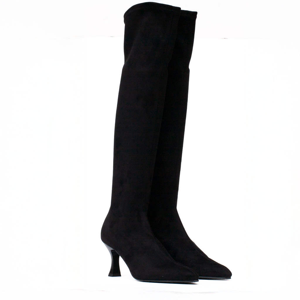 Stivale Sopra Ginocchio Camoscio Elasticizzato Nero Miss Elastic - immagine 2