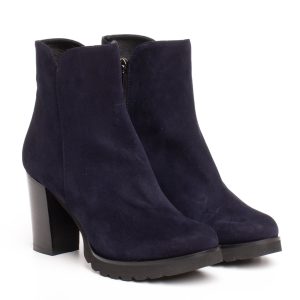 Stivaletto Blu Donna Camoscio Tacco Alto Largo