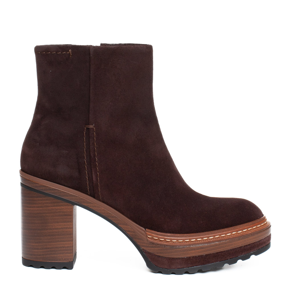 Stivaletto Camoscio Marrone Tacco Comodo - immagine 3