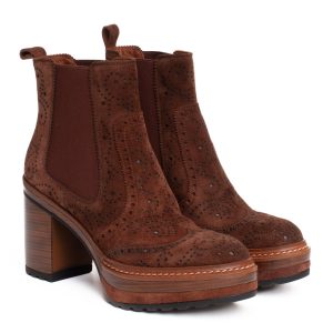 Pons Quintana Stivaletto Olivia Camoscio Marrone Tacco comodo