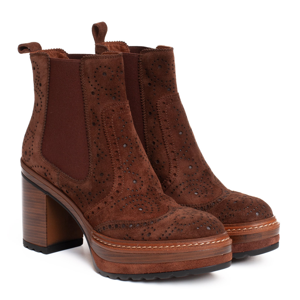 Pons Quintana Stivaletto Olivia Camoscio Marrone Tacco comodo - immagine 2