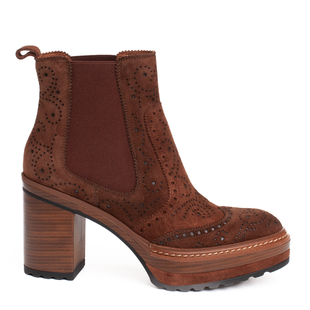 Pons Quintana Stivaletto Olivia Camoscio Marrone Tacco comodo - immagine 3