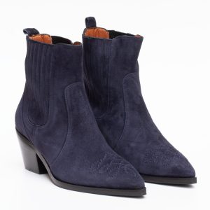 Stivaletto Texano Camoscio Blu Scuro