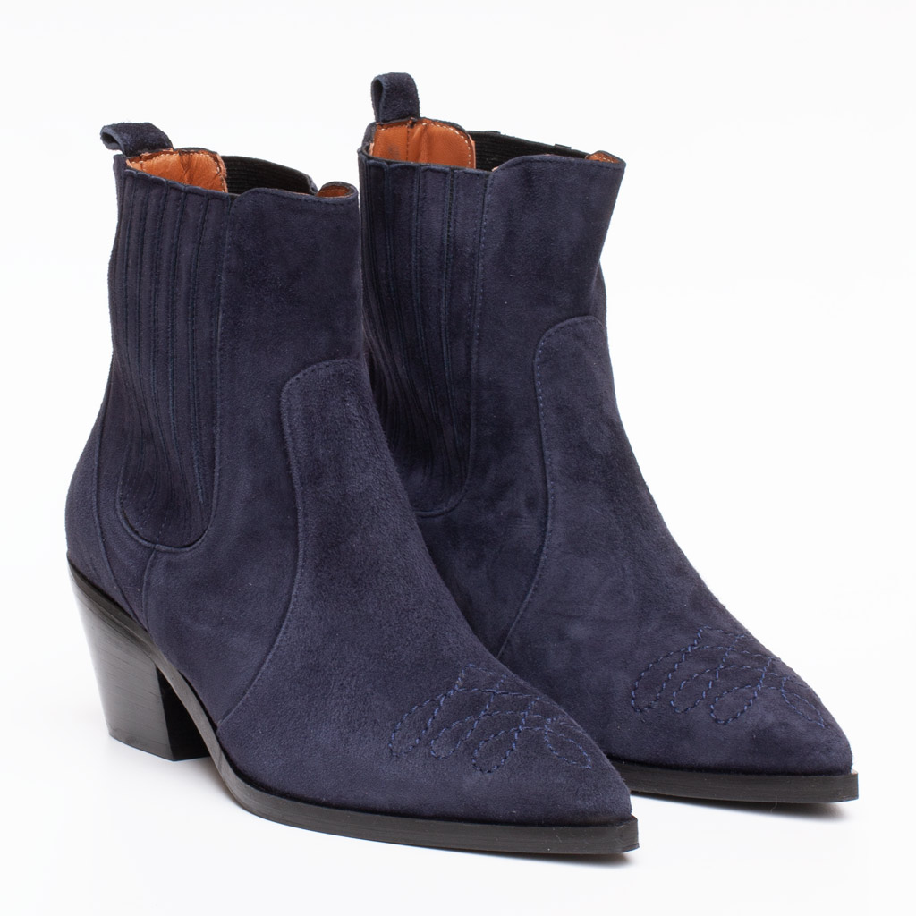 Stivaletto Texano Camoscio Blu Scuro