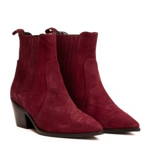 Stivaletto texano camoscio bordeaux con elastico