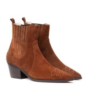 Stivaletto texano camoscio cuoio con elastico