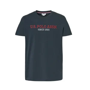 U.S. Polo Assn. – T-shirt con ricami frontali in cotone blu scuro 67950
