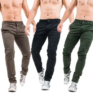 Pantaloni Uomo Classico Elegante Regular Fit Chino Ufficio Casual Cotone 4 STAGIONI