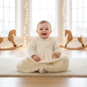 Abito battesimale per bambina in velluto