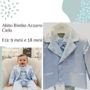 Abito da Battesimo Bambino Azzurro Cielo