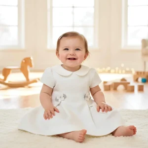 Vestito da Cerimonia Strutturato | Rosa e Bianco 6 e 12 mesi