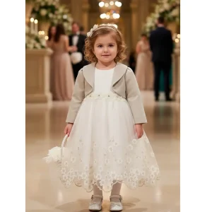 Abito Neonata Panna e Oro per Cerimonie