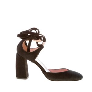ANNA F. donna scarpa d’Orsay in camoscio NERO con laccio alla caviglia. Tacco 9