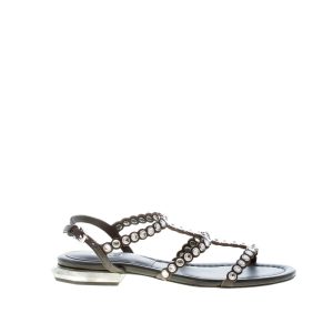 ASH donna sandalo Saphir in pelle NERO con strass. Tacco 1 cm