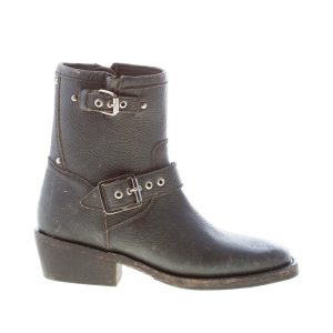 ASH donna stivaletto biker NEVADA in pelle lavata anticata NERO con fibbie