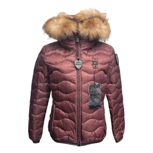Blauer – Giubbotto bordeaux donna con bordo in pelliccia – S