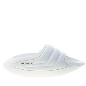 BALMAIN donna sandalo slide B-IT Puffy in pelle BIANCO con maxi platform