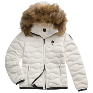 Blauer – Giubbotto bianco donna con bordo in pelliccia murmasky – S