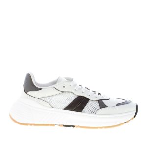 BOTTEGA VENETA uomo sneaker Speedster in pelle e tessuto a rete BIANCO più nero e grafite
