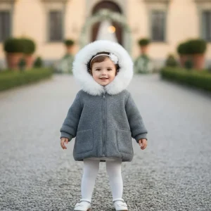 Cappottino Neonato in Maglia Grigia (3-6 Mesi)