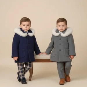 Cappotto elegante in lana Velour con pellicciotto i Delfi