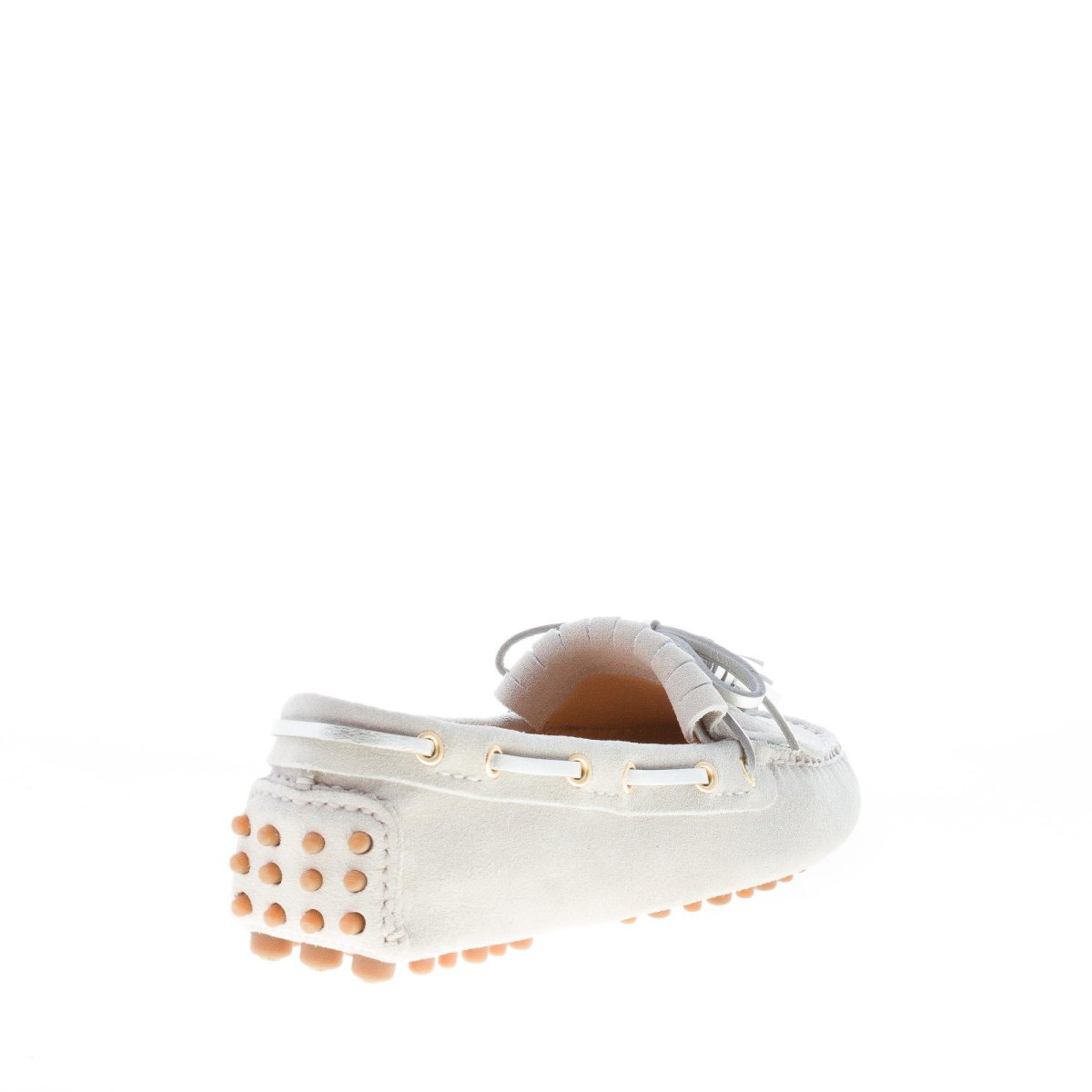 CAR SHOE donna mocassino driving in camoscio GRIGIO CHIARO con nappe argento - immagine 4