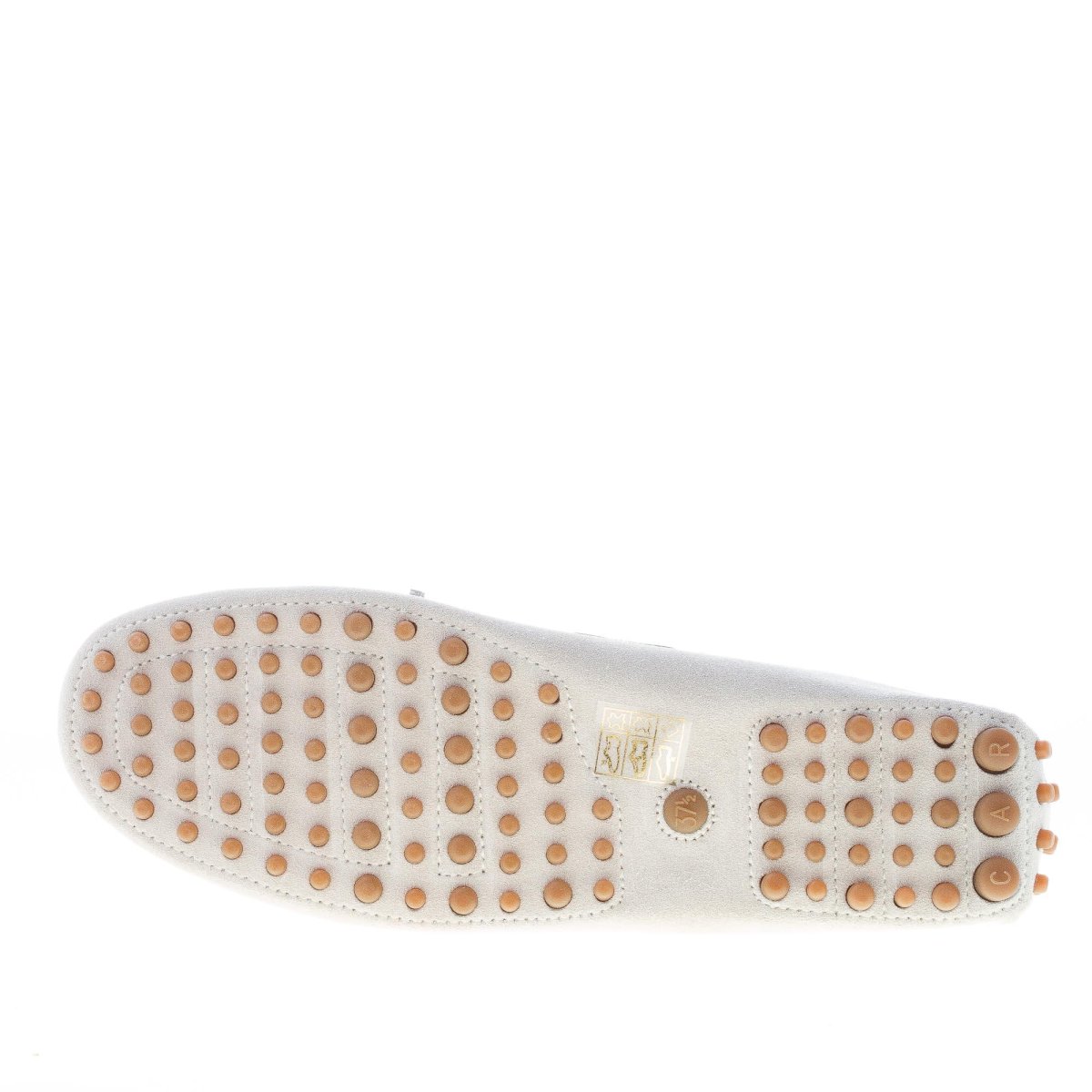 CAR SHOE donna mocassino driving in camoscio GRIGIO CHIARO con nappe argento - immagine 9