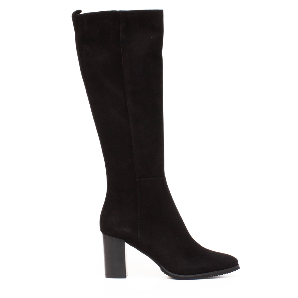 Stivale Nero Tacco Alto Scamosciato Elegante - immagine 3