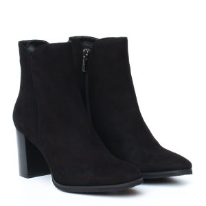 Stivaletto Nero Scamosciato con Tacco Grosso Elegante