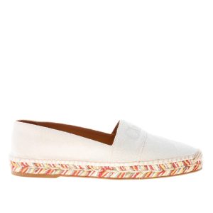 CHLOE’ donna espadrillas Piia in tessuto GRIGIO PERLA e rafia con logo