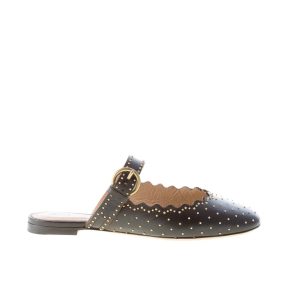 CHLOE’ donna sabot Lauren in nappa NERO con borchiette dorate e cinturino