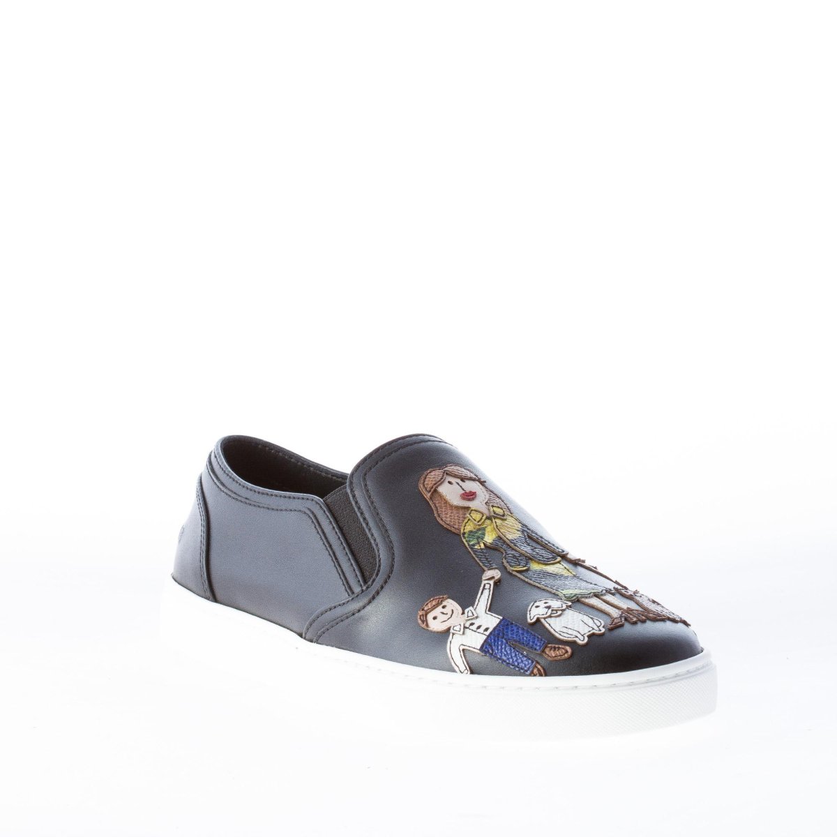 DOLCE & GABBANA donna slip on Family Patch in pelle NERO - immagine 3