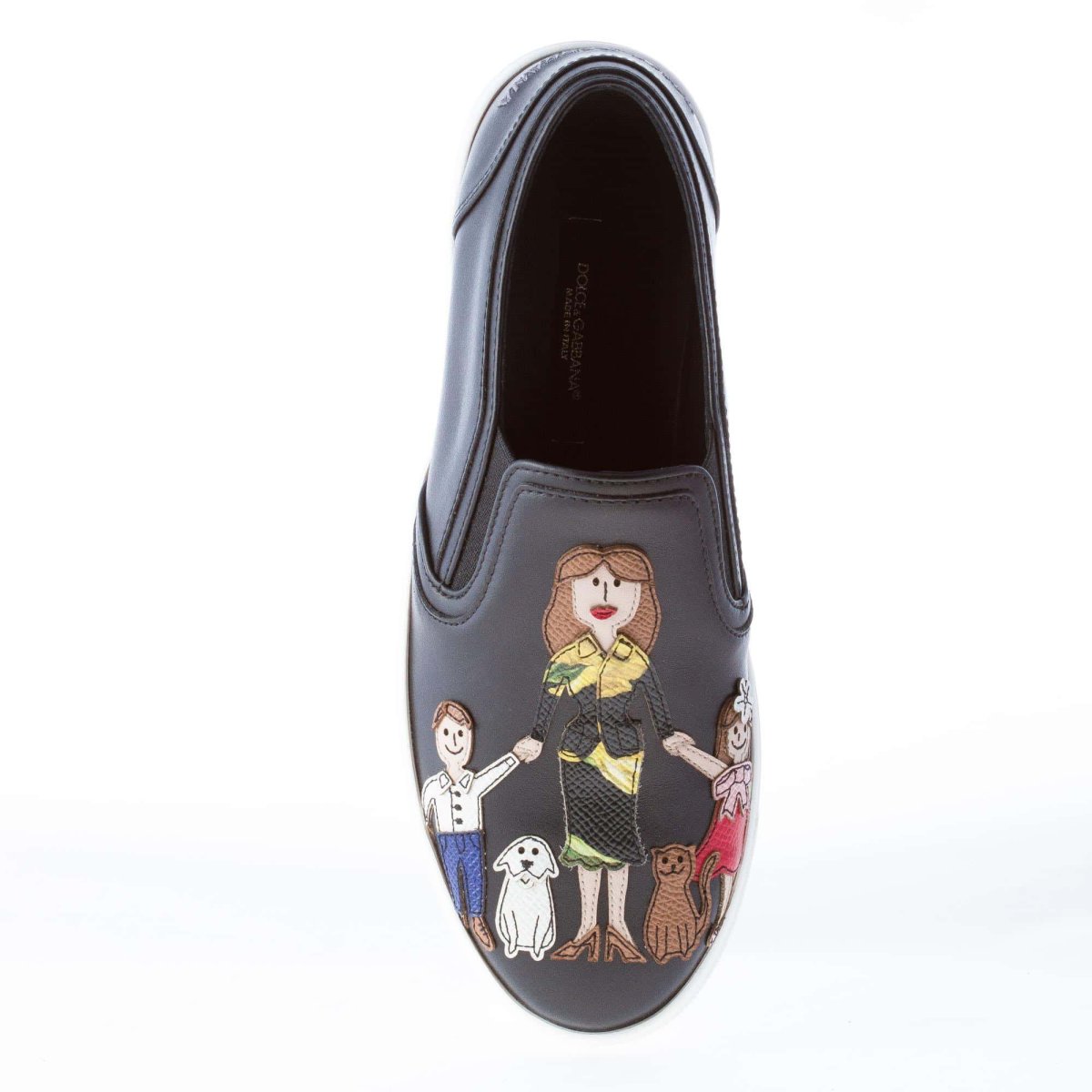 DOLCE & GABBANA donna slip on Family Patch in pelle NERO - immagine 7