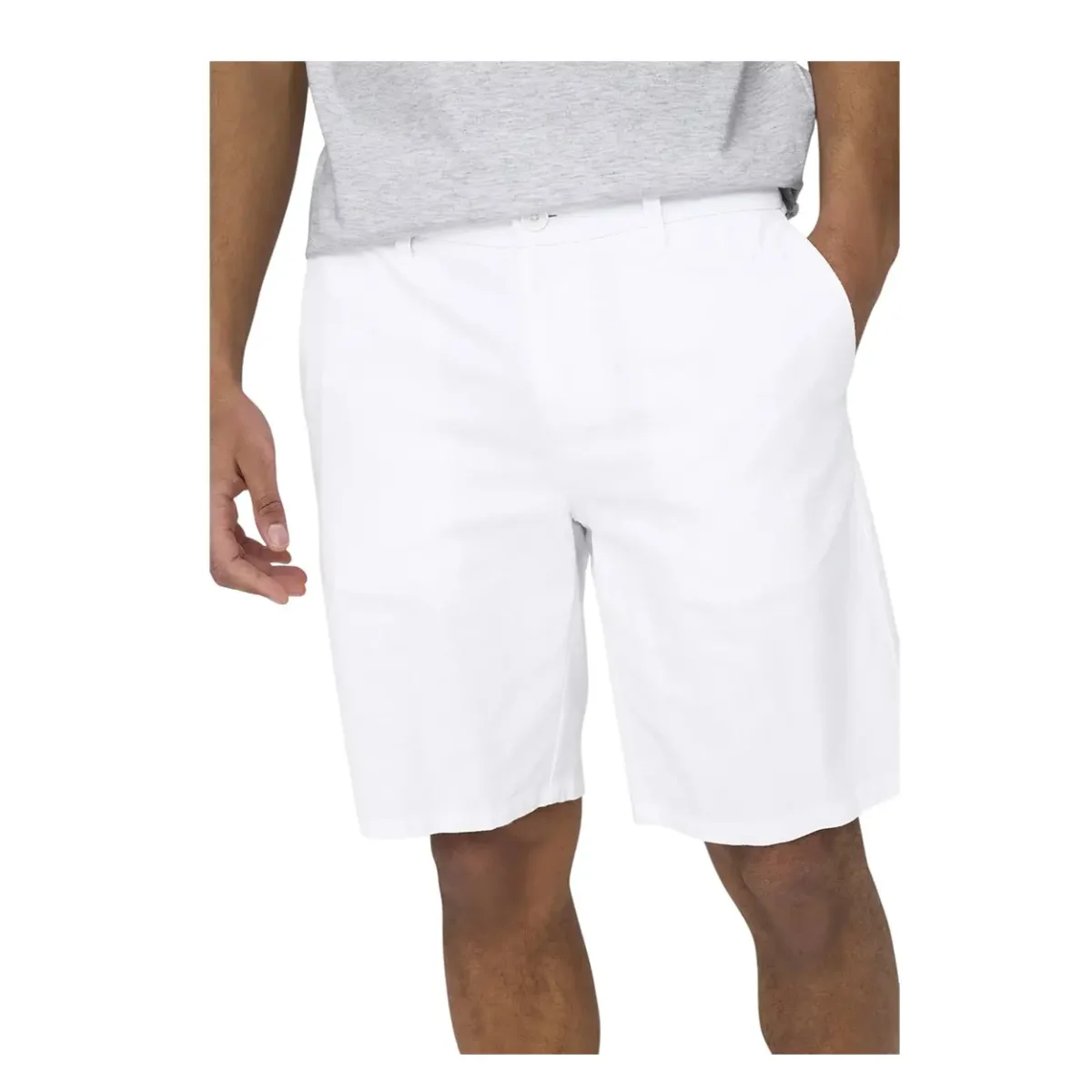Only & Sons – Bermuda Onsmark 0011 cotone e lino elasticizzato bianco uomo - immagine 3