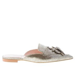 ALBERTA FERRETTI donna sabot Mia in pelle laminata craquelé ORO con charms banana