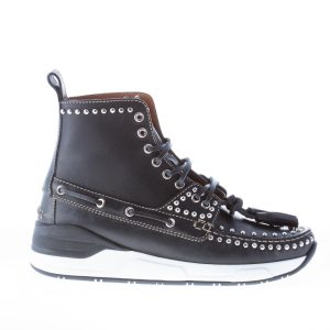GIVENCHY uomo stivaletto Hamptons in pelle NERO con lacci e borchie