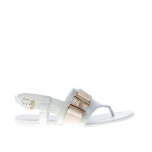 HOGAN donna H257 infradito Valencia in pelle BIANCO con accessorio metal