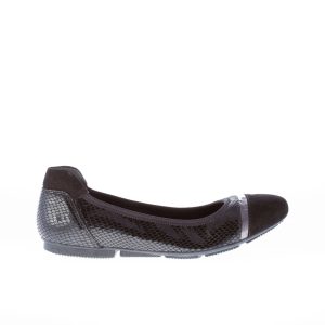 HOGAN donna ballerina elasticizzata NERO in pelle stampa rettile e camoscio